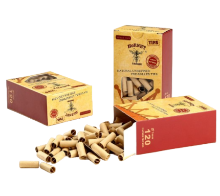 Unbleached Pre-Rolled Tips, Unrefined Filters, Ø7mm Slim Rolling Paper Tips (360 Tips)