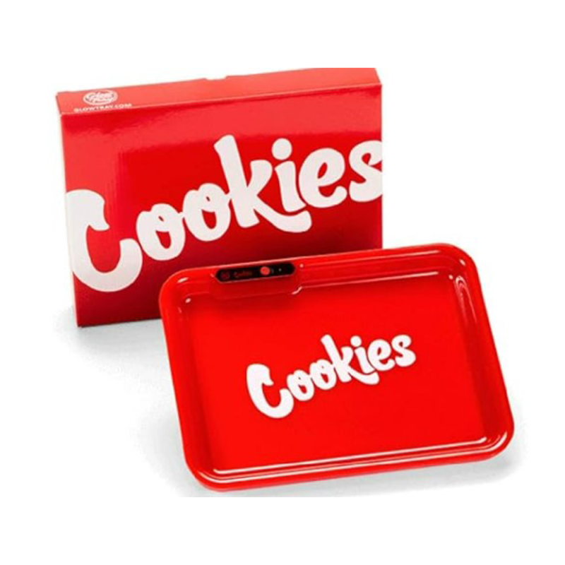 cookie LED rolling tray with Bluetooth speaker.