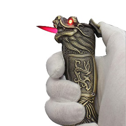 Dragon head carving refillable gas lighter